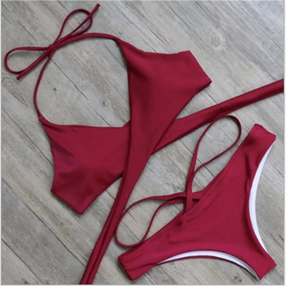 NWT Strappy Wrap around Bikini Swimsuit red